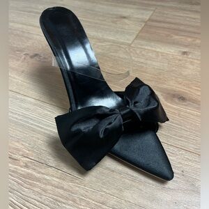 Black Satin Bow Mules size 9 (40)
